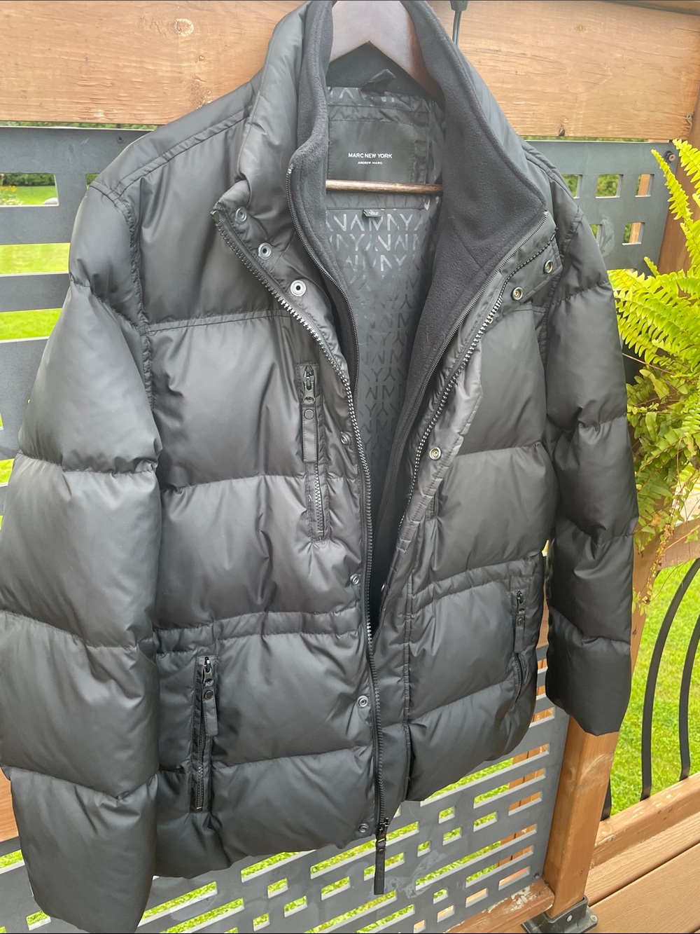 Marc New York Black Quilted Puffer winter Jacket with High Collar